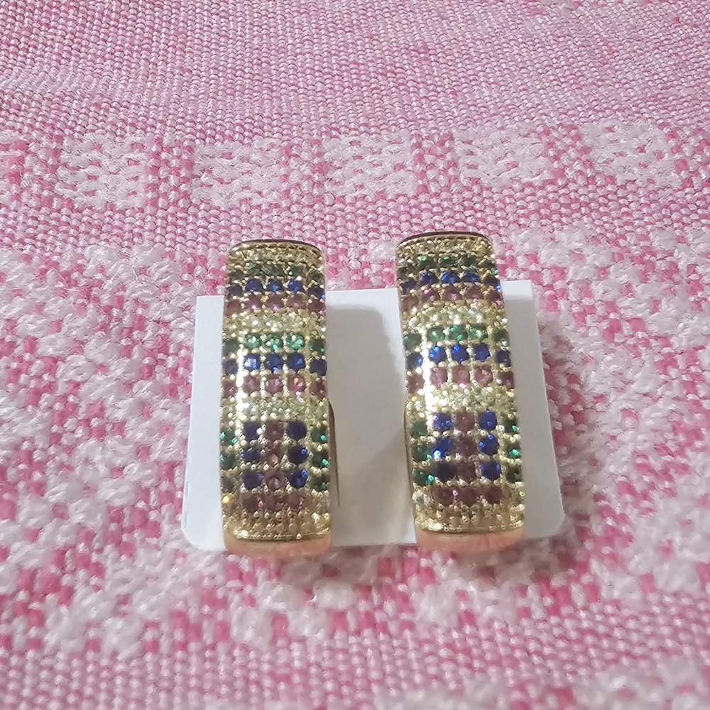 New Elegant Gold Plated Multicolor Earrings